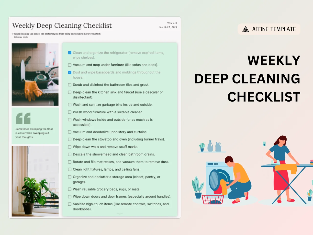 Weekly Deep Cleaning Checklist