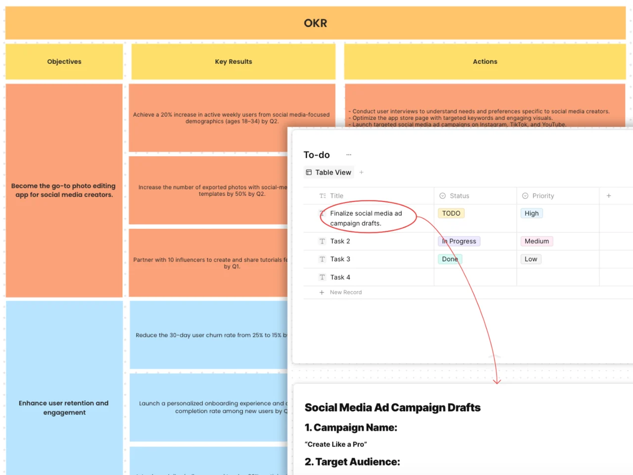 One Page Work Planner