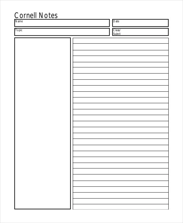 Cornell Note Template