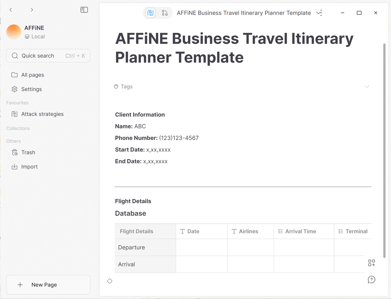 Business Travel Itinerary Planner
