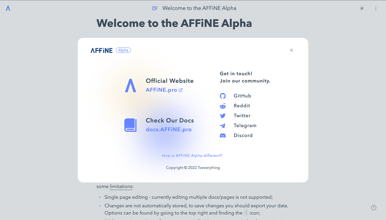 AFFiNE Alpha is coming! The first version is for the Markdown Editor!