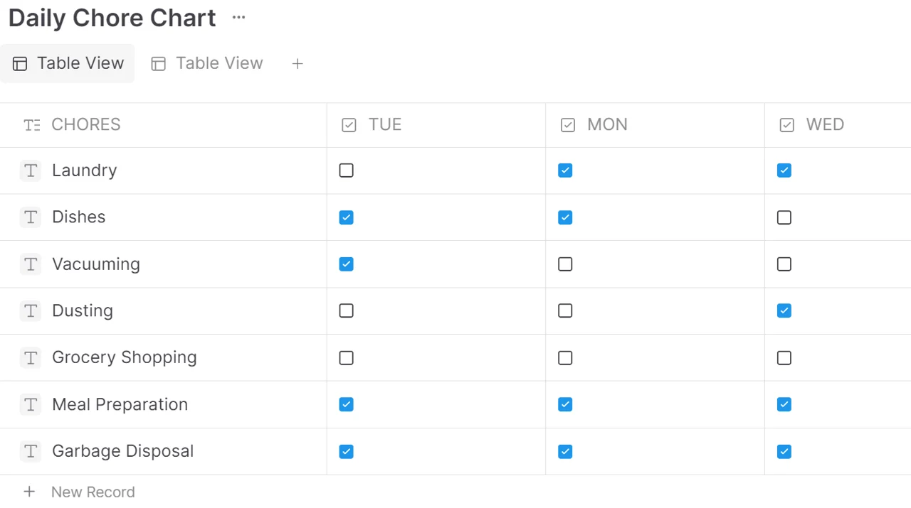 Chore Chart Template