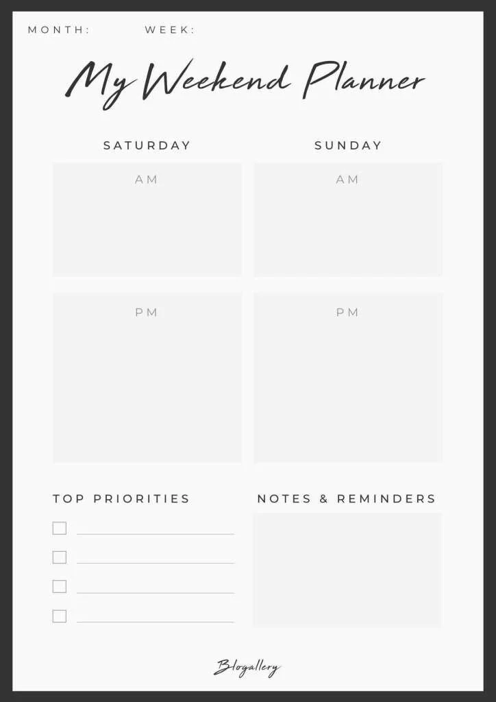 weekend planner