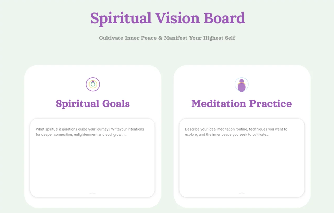 Spiritual Vision Board Template for inner peace and personal growth