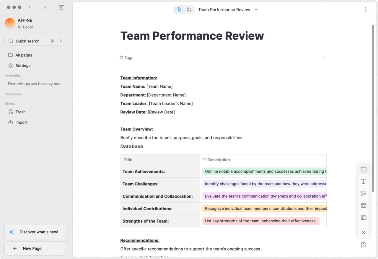 Performance Review Template