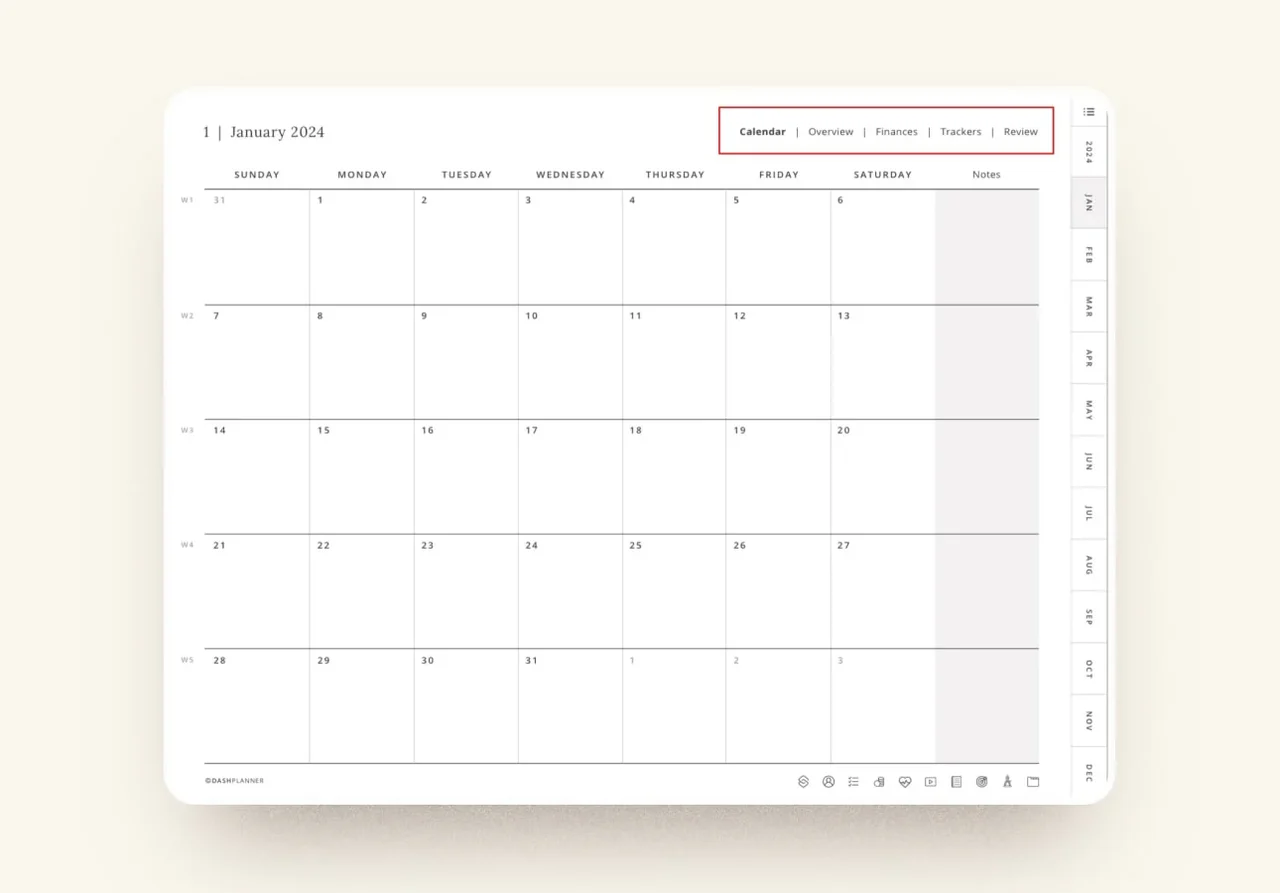 Digital Calendar Planner Template