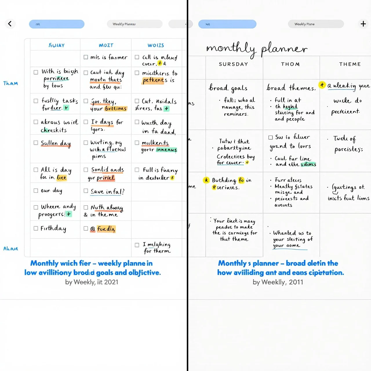 weekly planner layout