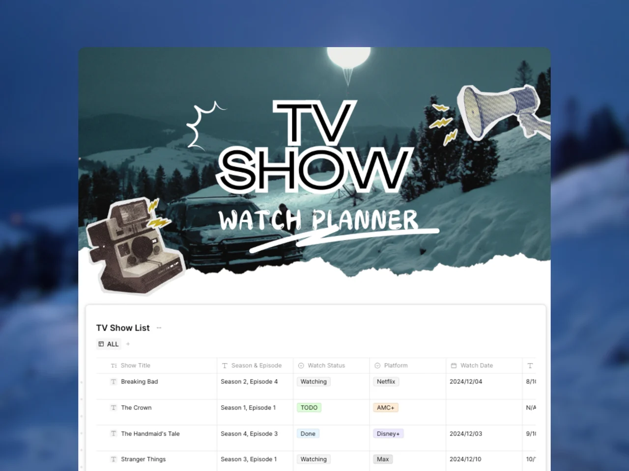 TV Show Watch Planner