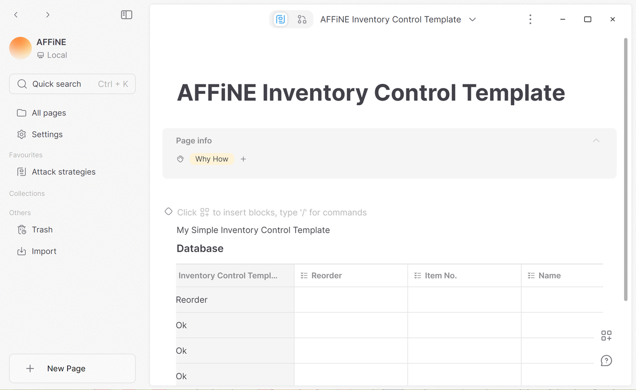 Inventory Control Template