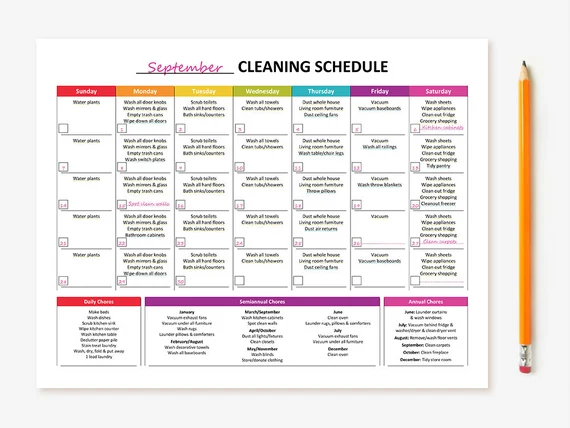 Monthly Clean Checklist