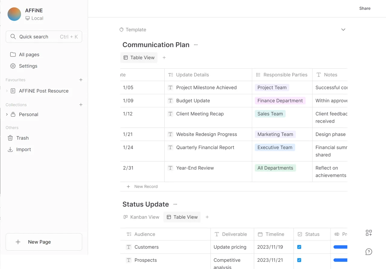 Communication Plan Template