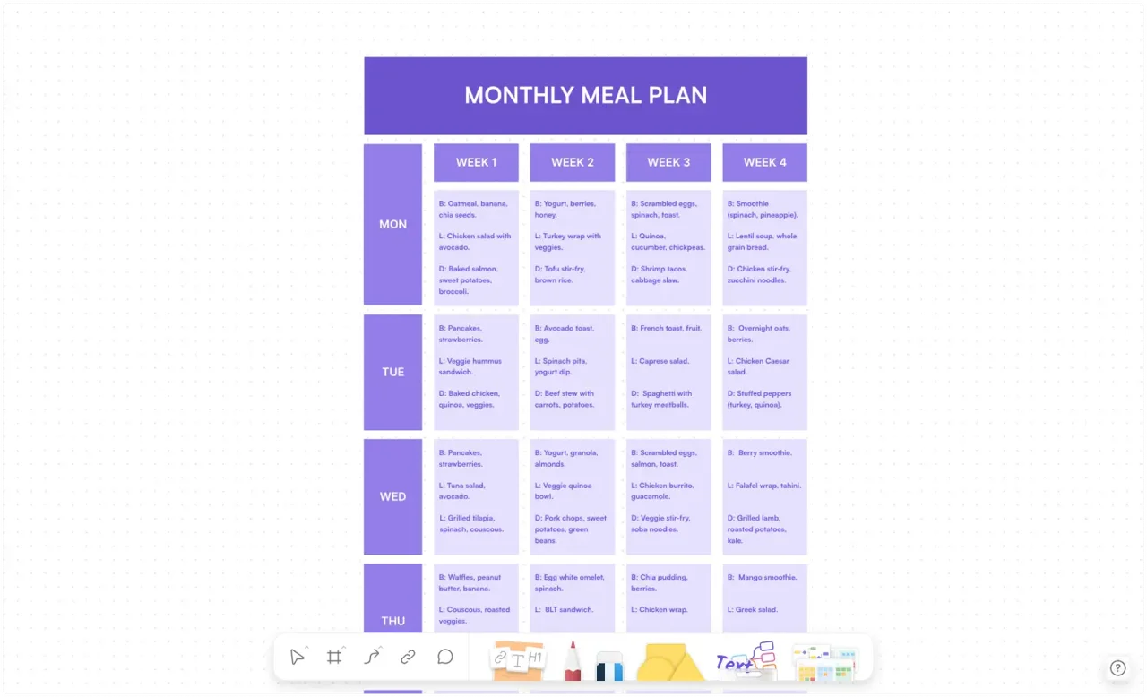 Monthly Meal Plan Template