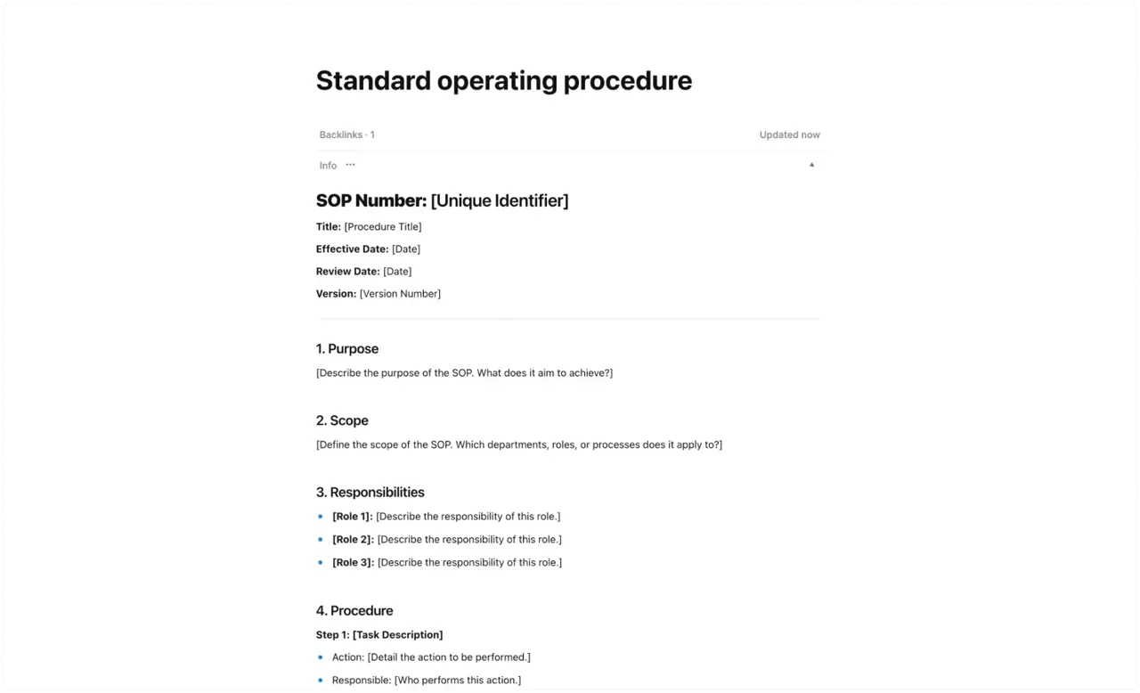 Standard Operating Procedure Template