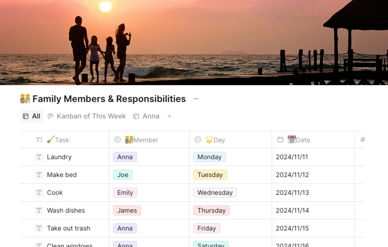 Weekly Chore Chart Template