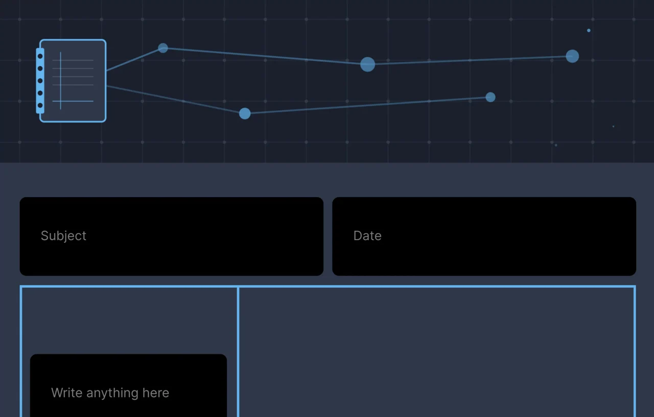 Dark theme Cornell notes notebook in night mode for effective studying