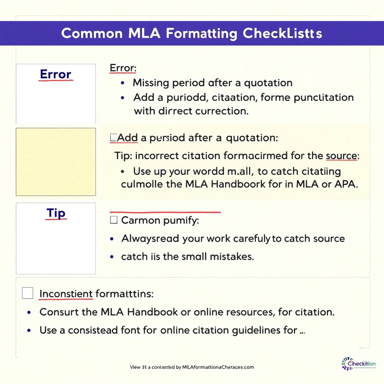 MLA Formating Checklist