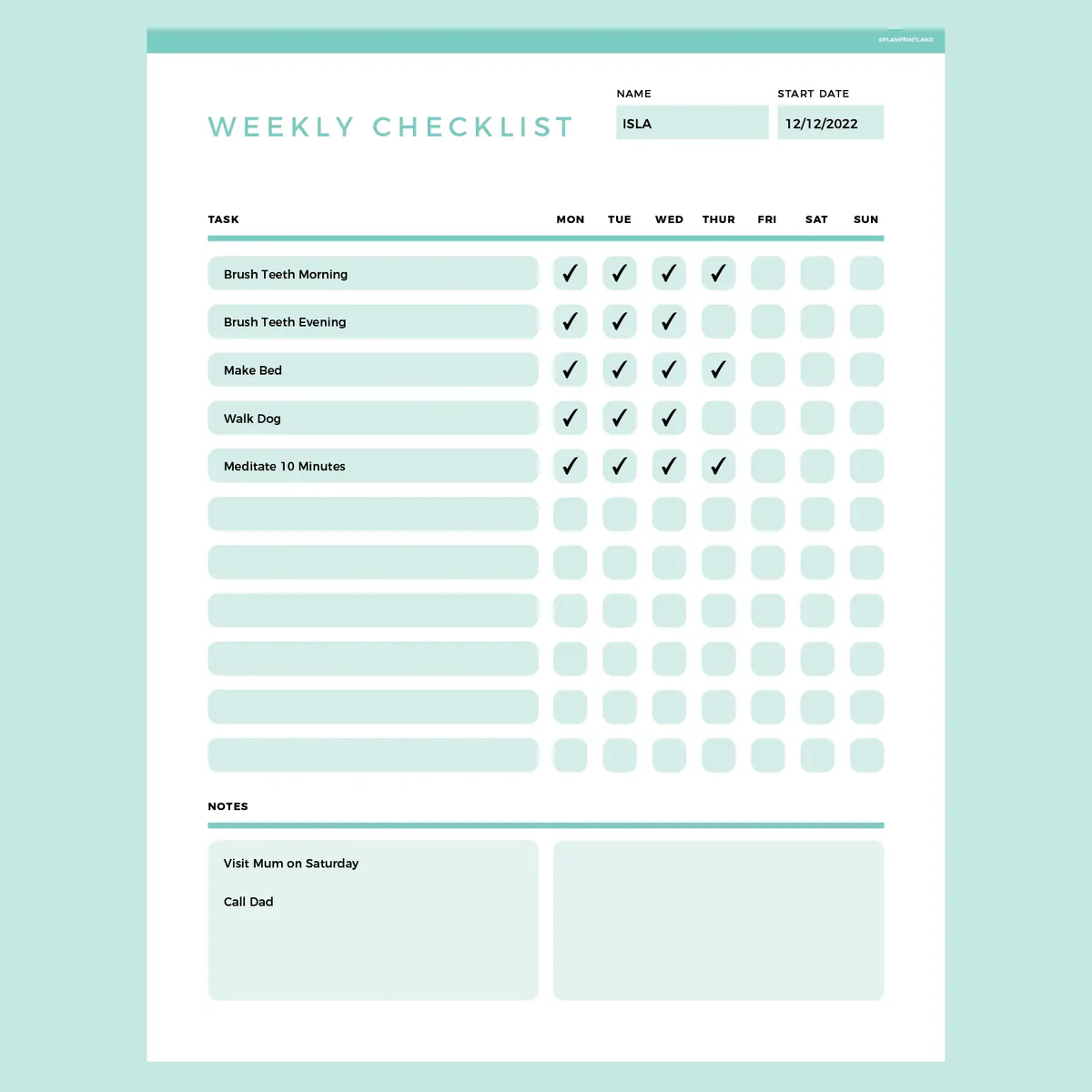 Checklist Template