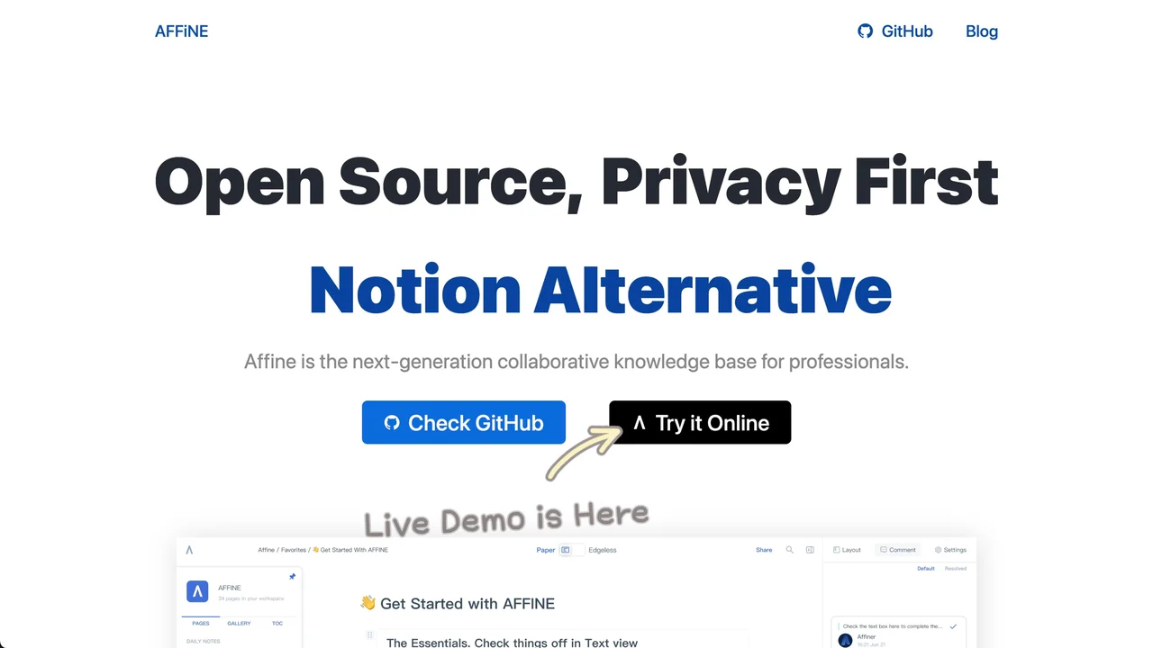 The AFFiNE live demo is here (with 15 reasons from the team why you should try)