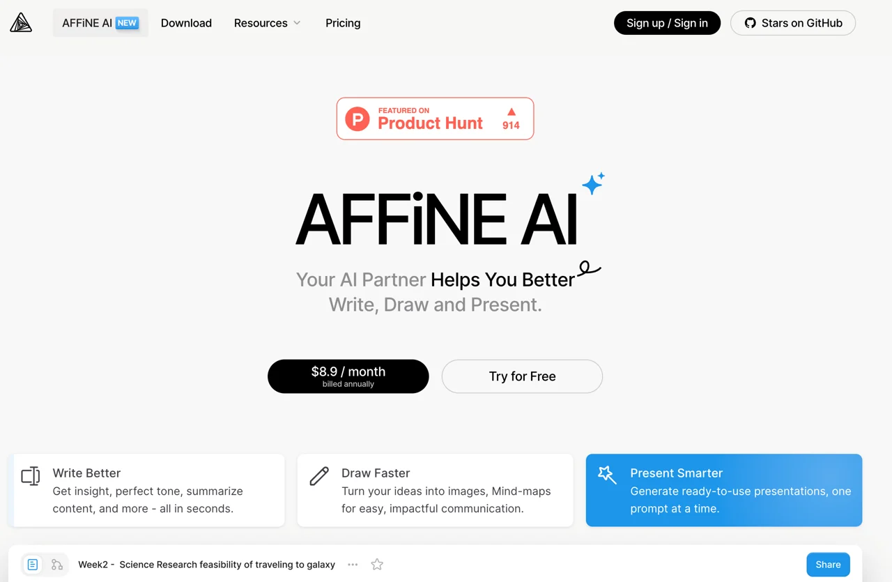 AFFiNE AI- Canvas AI and AI paragraph writer 