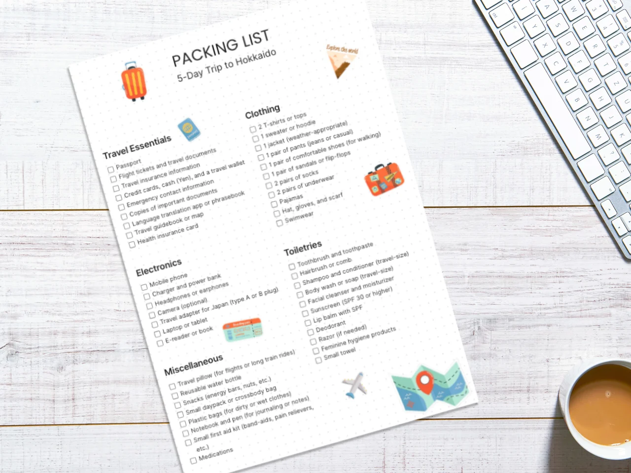 Travel Checklist Packing Template