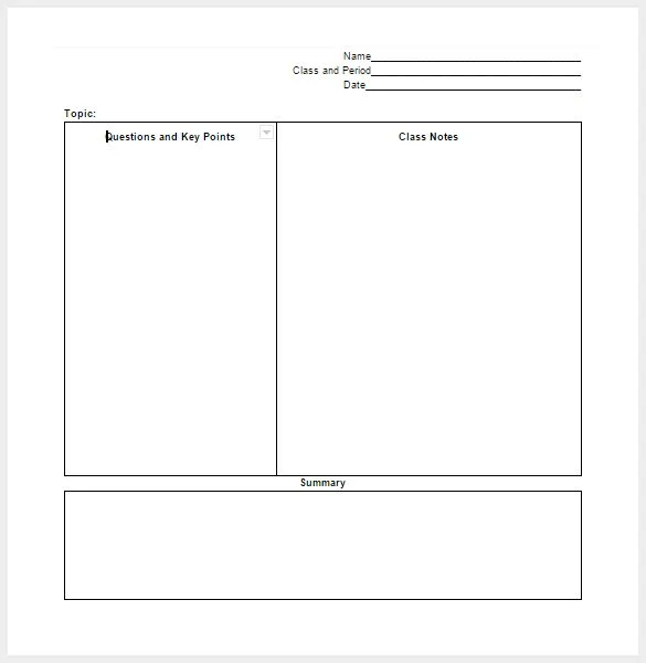 cornell notes format